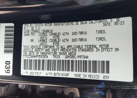 2023 Toyota Tacoma Trd Off Road z USA, uszkodzony, nr VIN 3TMCZ5AN6PM593834